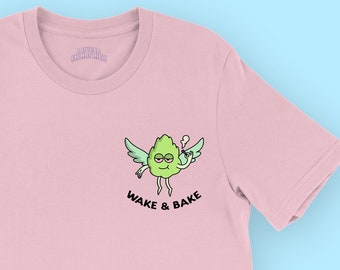 Wake And Bake Stoner Shirt (Camisa de marihuana, ropa de marihuana, regalos de stoner para ella, stoner girl, camisa de cabeza de olla, linda kawaii stoner, stoner queen)