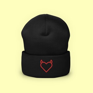 Evil Heart Goth Beanie (Gothic Hat, Goth Clothes, Egirl Clothing, Satanic Clothing, Alt Clothing, Emo Clothing, Mall Goth Clothing)