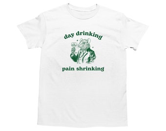 Day Drinking Pain Shrinking, Rat Meme T-Shirt, Rat Shirt, Funny Y2K Shirt, Silly Shirt, Depression Shirt, Goofy, Stupid Clothes, Cartoon Tee