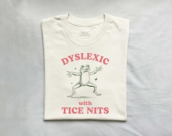 Dyslexique présentant des lentes, chemise drôle contre la dyslexie, t-shirt grenouille, chemise stupide de l'an 2000, cadeau meilleur ami, t-shirt dessin animé sarcastique, chemise mème idiote