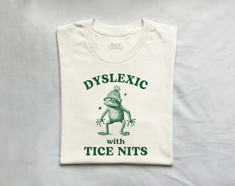 Dyslexique présentant des lentes, chemise drôle contre la dyslexie, t-shirt grenouille, chemise stupide de l'an 2000, chemise vintage stupide, t-shirt dessin animé sarcastique, chemise mème idiote