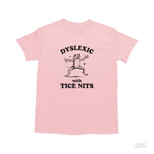 Disléxico com piolhos, camiseta engraçada sobre dislexia, camiseta sapo, camiseta idiota Y2K, camiseta vintage idiota, camiseta sarcástica de desenho animado, camiseta boba de meme