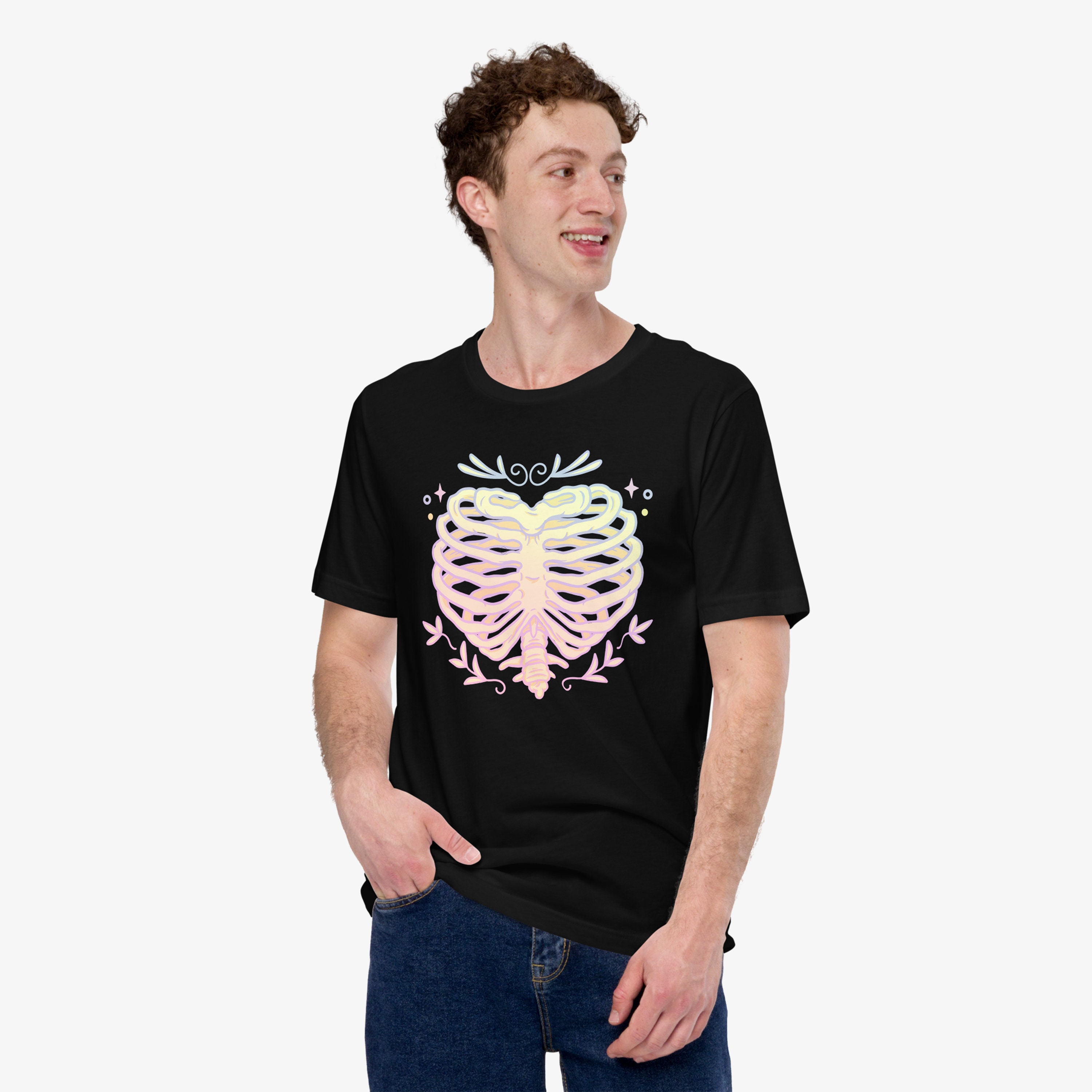 Discover Pastel Goth Skeleton Shirt (Rib Cage Shirt, Plus Size Goth, Kawaii Goth T Shirt, Alt Clothing, Y2K, Yami Kawaii, Edgy, Soft Grunge, Horror)