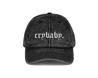 Gorra vintage Crybaby Goth (gorra Lil Peep, gorra gótica, ropa gótica, ropa alternativa, ropa kawaii, gorra emo de papá, gorra atrevida, gótica de centro comercial, egirl)