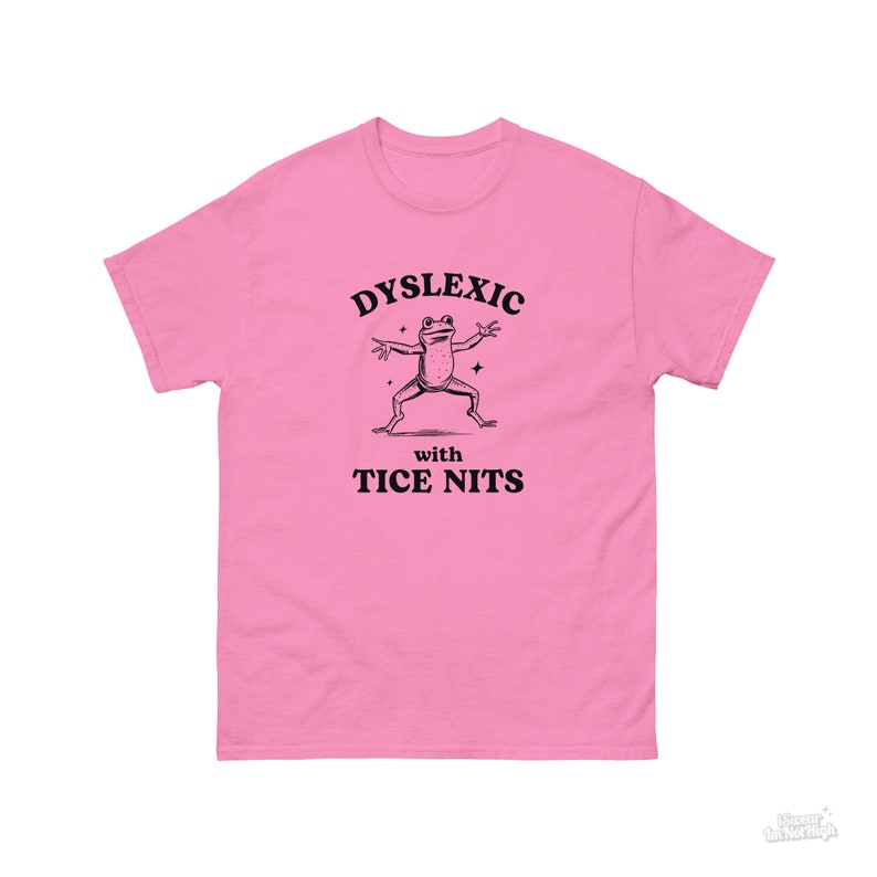 Dyslexic With Tice Nits, Funny Dyslexia Shirt, Frog T Shirt, Dumb Y2k Shirt, Stupid Vintage Shirt, Sarcastic Cartoon Tee, Silly Meme Shirt zdjęcie 2