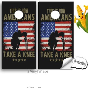 Cornhole Vinyl Wraps with VIDEO INSTRUCTIONS - Patriotic Quote American Flag- cornhole Wraps, cornhole Decals ,cornhole board decals , E-131