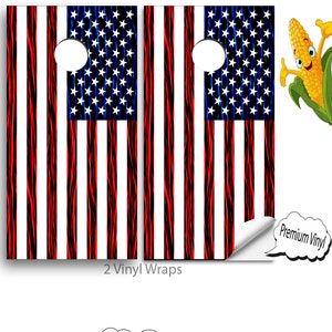 Cornhole Vinyl Wraps with VIDEO INSTRUCTIONS - Patriotic Flag , American Flag - cornhole Wraps, cornhole board decals , E-138