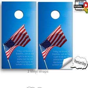 Cornhole American Flag Quote WITH VIDEO INSTRUCTIONS - cornhole Wraps , cornhole Decals , cornhole board decals , Corn hole Vinyl Wraps E-5