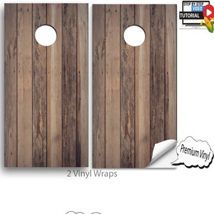 Cornhole Vinyl Wraps with VIDEO INSTRUCTIONS - Wood Grain , cornhole Wraps , cornhole Decals , cornhole board decals , E-58
