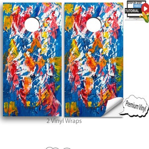 Cornhole Vinyl Wraps with VIDEO INSTRUCTIONS - Rainbow Art - cornhole Wraps , cornhole Decals , cornhole board decals , E-101