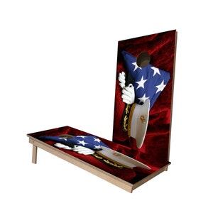 MADE IN USA | American Flag Memorial Flag Cornhole Boards Regulation (2&#39;x4&#39;) with Regulation Cornhole Bags | E-121 -Free Shipping