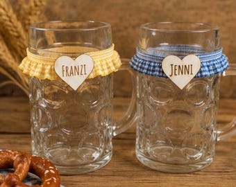Beer mug band | Personalized beer mug band | Ruffled band | Beer mug marker | For festivals, Oktoberfest, or other celebrations, printed with your choice of name or design