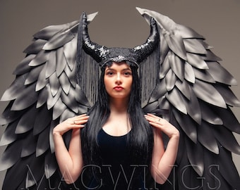 Evil queen cosplay costume, Black wings, Devil wings, Black angel, Dark angel costume, Cosplay wings, Evil witch costume, Adult wings