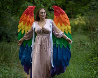 Rainbow wings, Carnival costume, Colorful wings, Halloween costume, Wings cosplay, Festival look, Wings costume, Angel wings, Rainbow angel