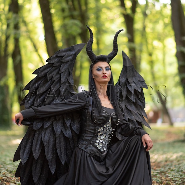 Witch cosplay costume, Black wings, Devil wings, Black angel, Dark angel costume, Cosplay wings, Evil queen costume, Adult wings