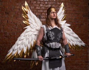 Triple wings, White gold wings, Shoot for men, Wings for men, Special wings, Angel wings, Unusual wings, Photo prop, Cosplay wings costume