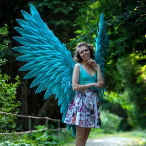 Aquamarine wings, Aqua blue wings, Turquoise color, Extra large angel wings, XL wings, Angel wings green-blue, Blue-green wings, cosplay