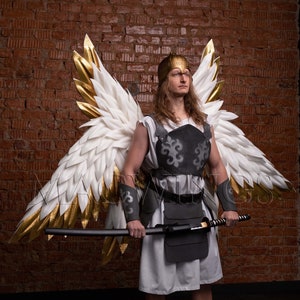 Triple wings, White gold wings, Shoot for men, Wings for men, Special wings, Angel wings, Unusual wings, Photo prop, Cosplay wings costume