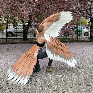Brown bird wings and tail, Bird cosplay costume, Arm wings, Hawk wings for arms, Sparrow costume, Brown owl wings, Halloween harpy costume