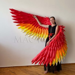 Movable flame wings, Phoenix wings, Adult cosplay costume, Fire bird wings, Fire colors, Halloween costume gig, Movable wings for dance