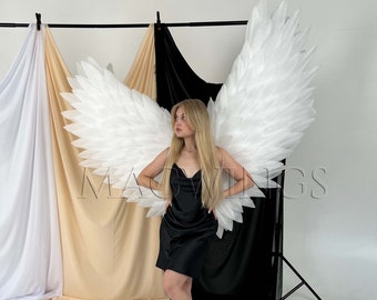 写真撮影用の白い羽、大人用の天使の羽コスチュームコスプレ大型マタニティウイング、妊娠撮影用の羽、ハロウィンコスチュームの羽