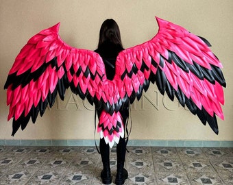 赤い悪魔の翼、悪魔のコスチューム、黒い堕天使、ルシファーの翼の