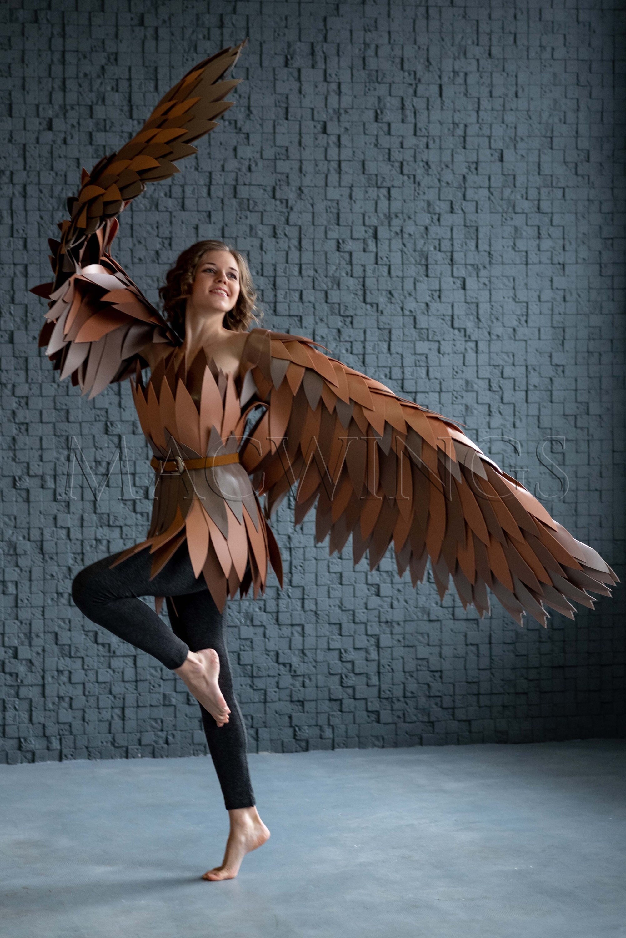フクロウ レア Halloween 鳥 bird 希少 owl 仮装 コスプレ 茶色の羽、鳥のコスプレ、鳥の衣装、腕の羽、腕用の羽、茶色の
