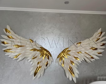 Golden and white wings for backdrop, Gold and white angel wings for stands, Picture booth angel wings, Photo Booth wings, Backdrop wings