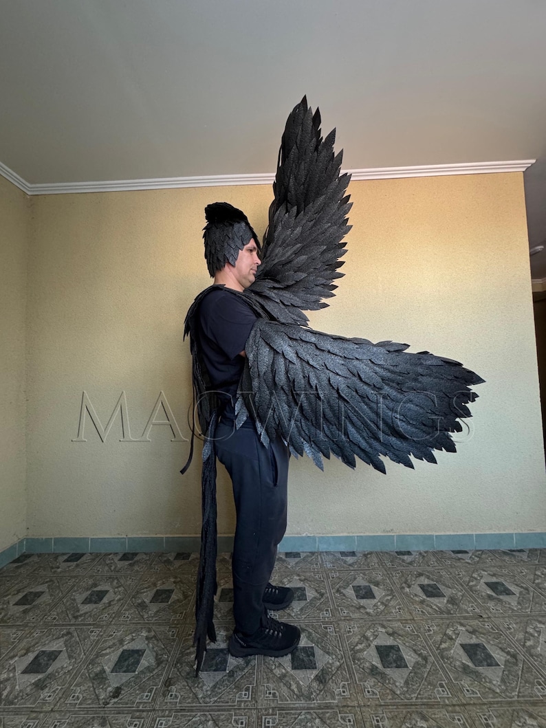 Black Wings and Tail Cosplay Costume Big Bird Costume Black Bird Harpy