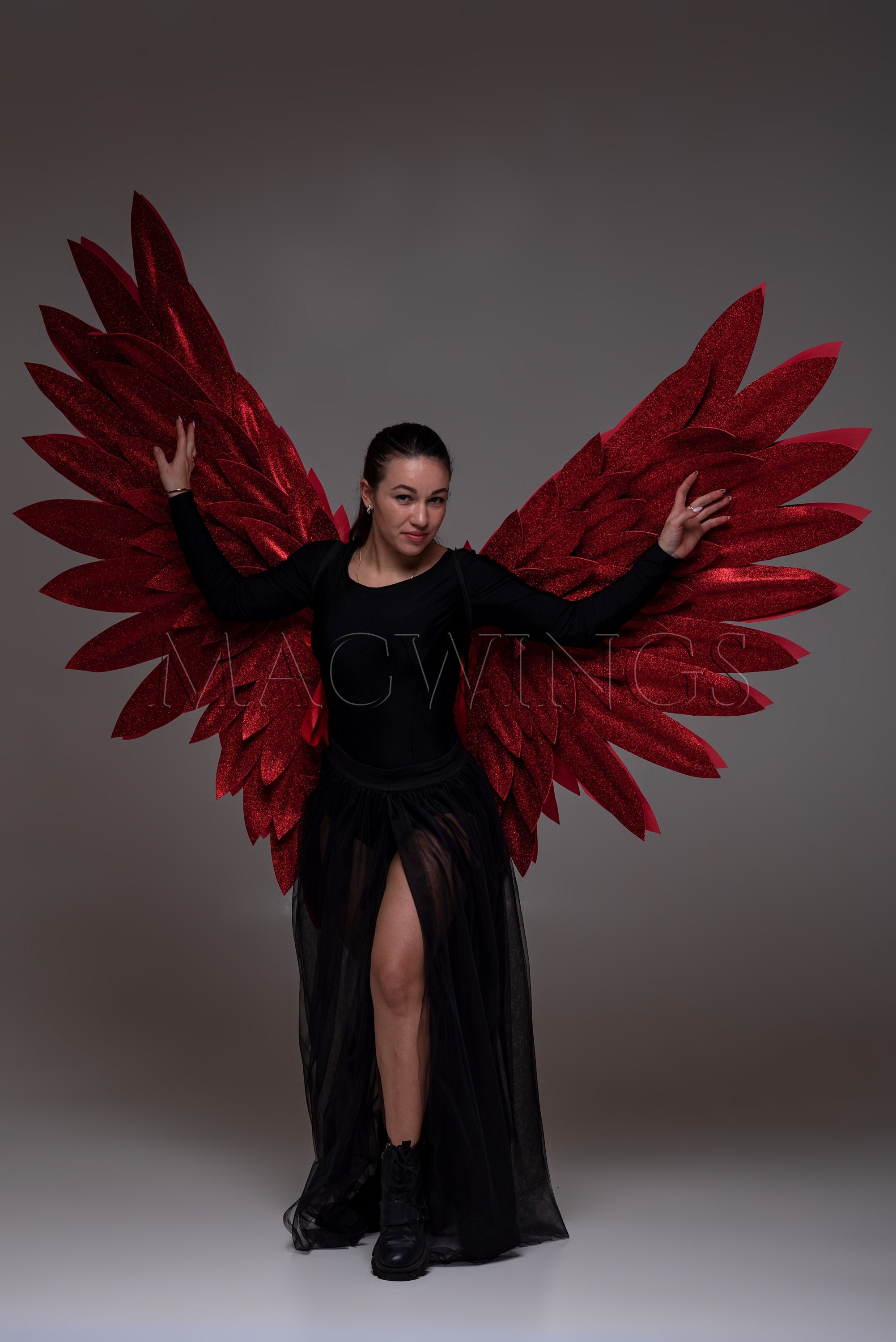 Red and Black Glitter Devil Wings 
