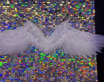 Angel Wings Backdrop for Photo Booth, White Wings Background for Parties, Weddings, Events, Large Decorative Angel Wings