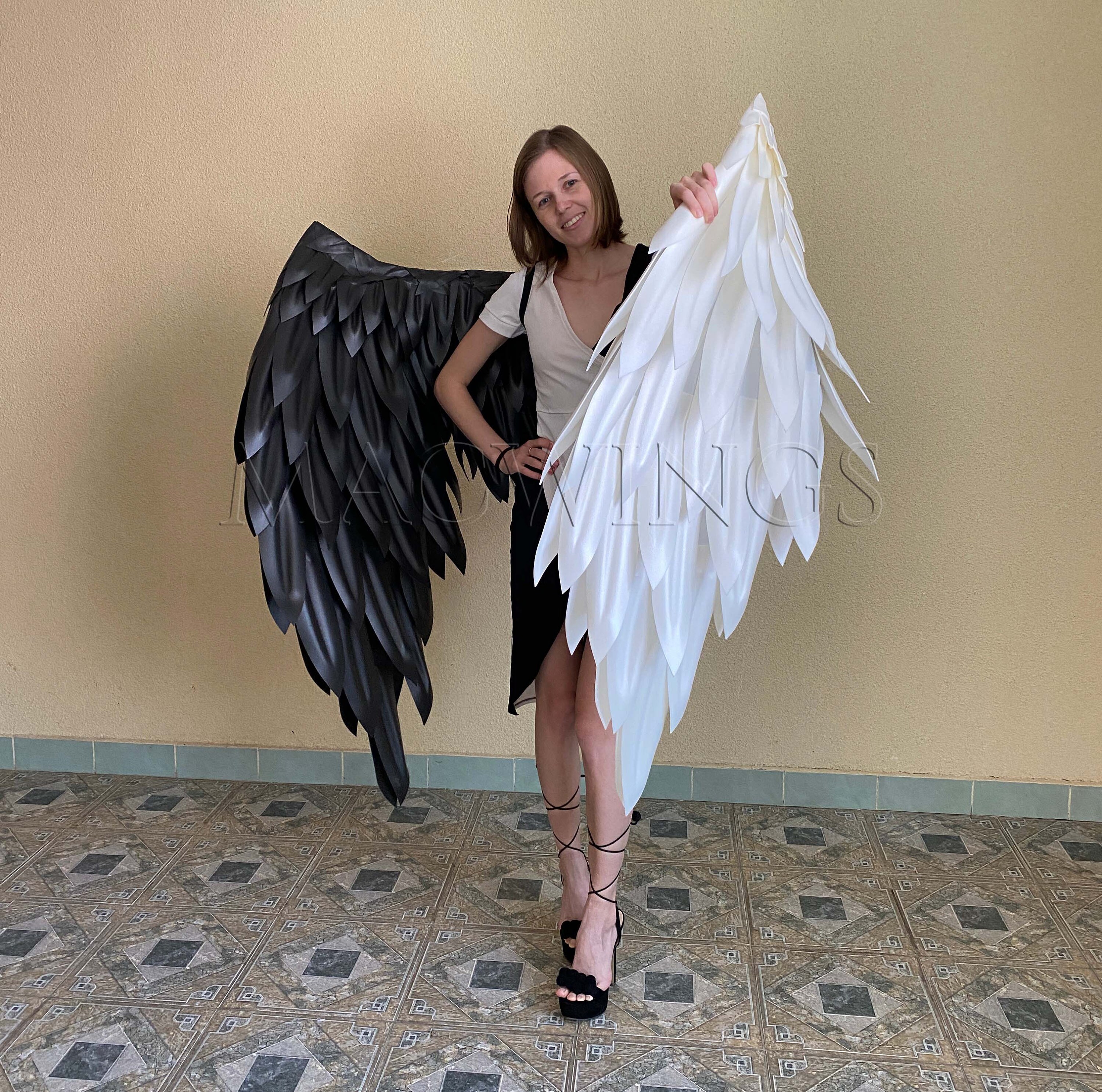 Ali D'angelo In Piume Naturali Leggere – Cinghie Regolabili Per Cosplay, Halloween, Spettacoli Teatrali E Servizi Fotografici