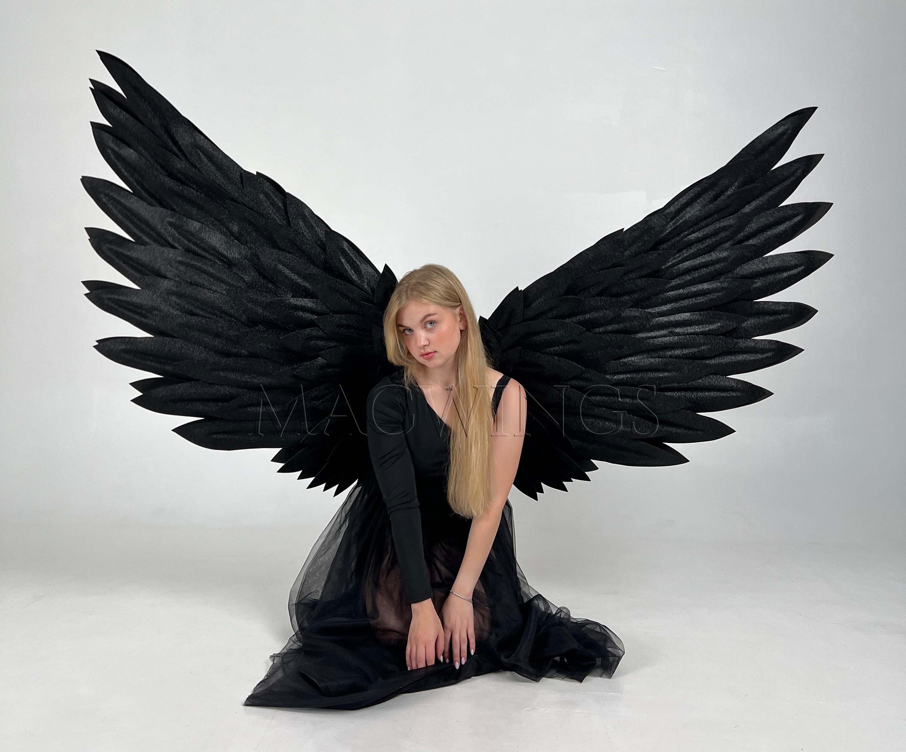 Black Wings for Cosplay, Halloween, Photoshoot, Comicon, Cosplay Large  Wings, Black Angel Wings Costume, Dark Angel, Lucifer, Demon, Witch 
