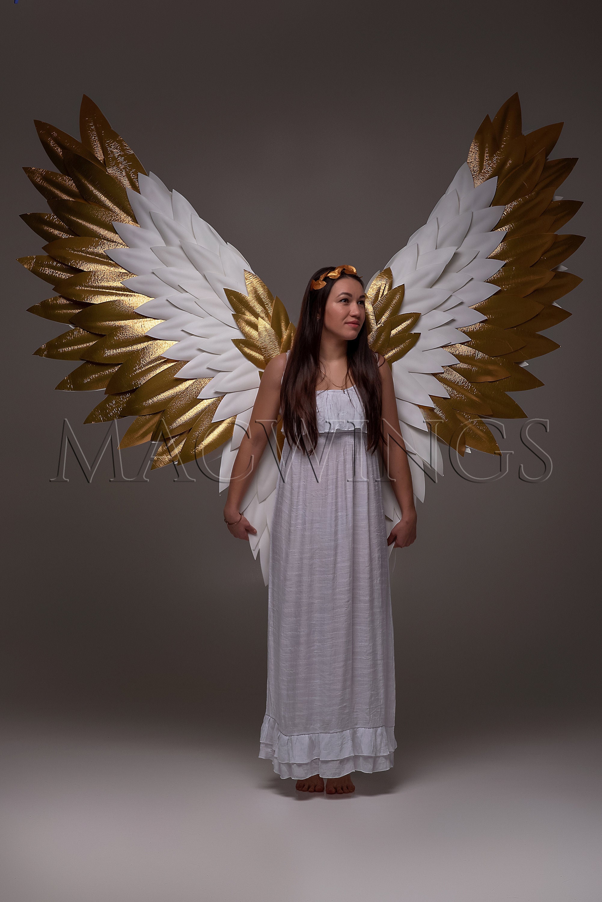 Buy White and Gold Wings, Large Wings, Angel Wings Costume Cosplay, Cupid  Wings, Gold Tips, Adult Wings Photo Prop Woman, Adult Angel Costume Online  in India 