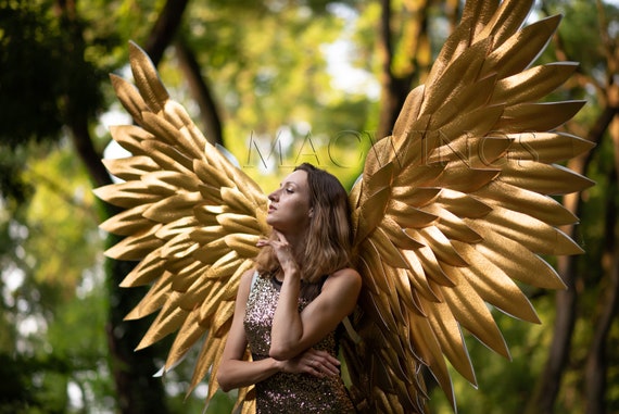 Gold Wings, Giant Wings, Angel Wings Cosplay, Cosplay Wings, Halloween  Party Costume, Angel Costume, Wings for Photoshoot, Photo Prop Wings 