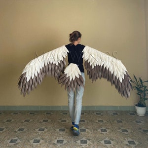 White and brown wings for arms, Brown bird costume cosplay, Bird wings and tail Adult costume cosplay bird arm wings Halloween costume prop