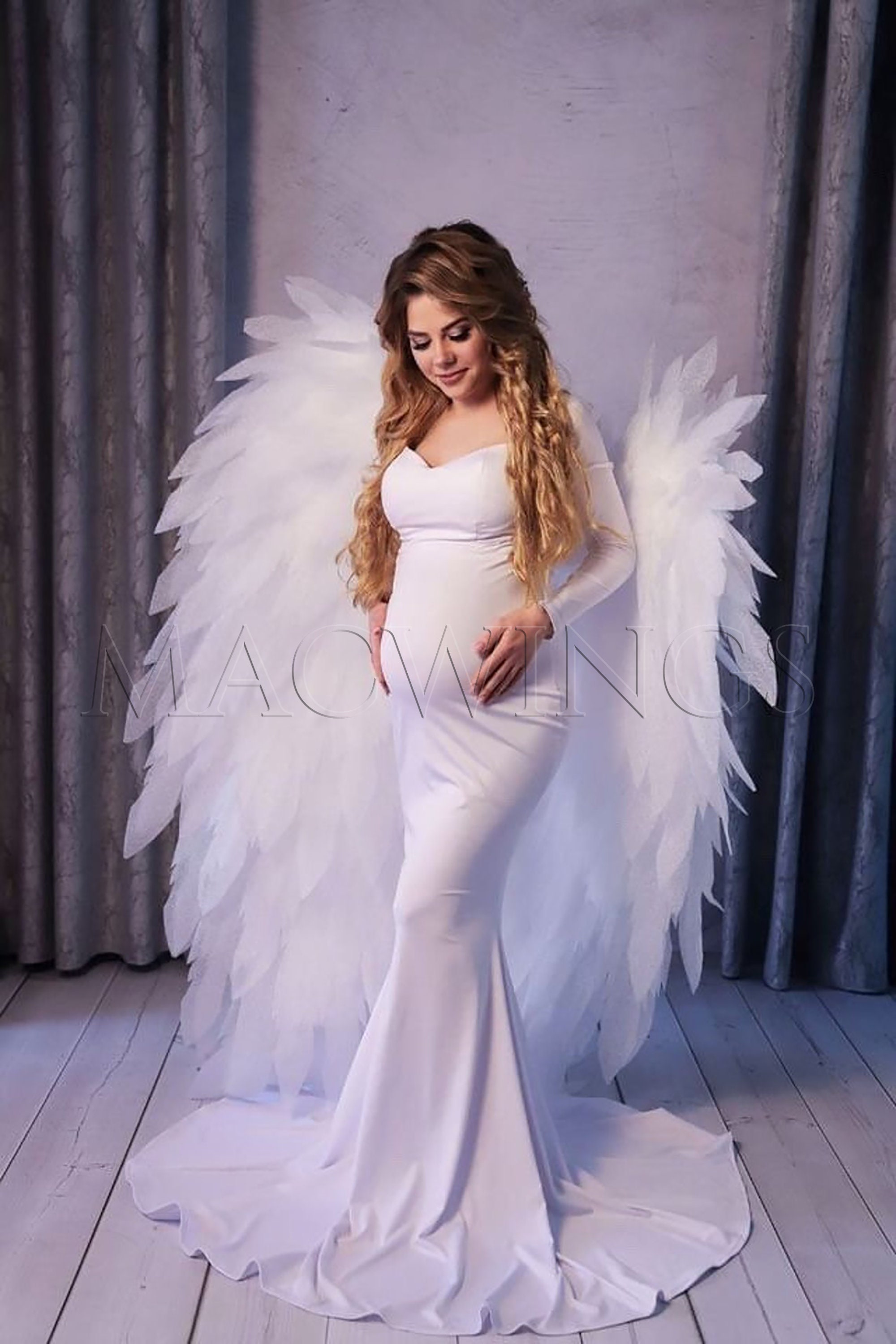 White angel wings White wings Pregnancy photo wings Baby Etsy