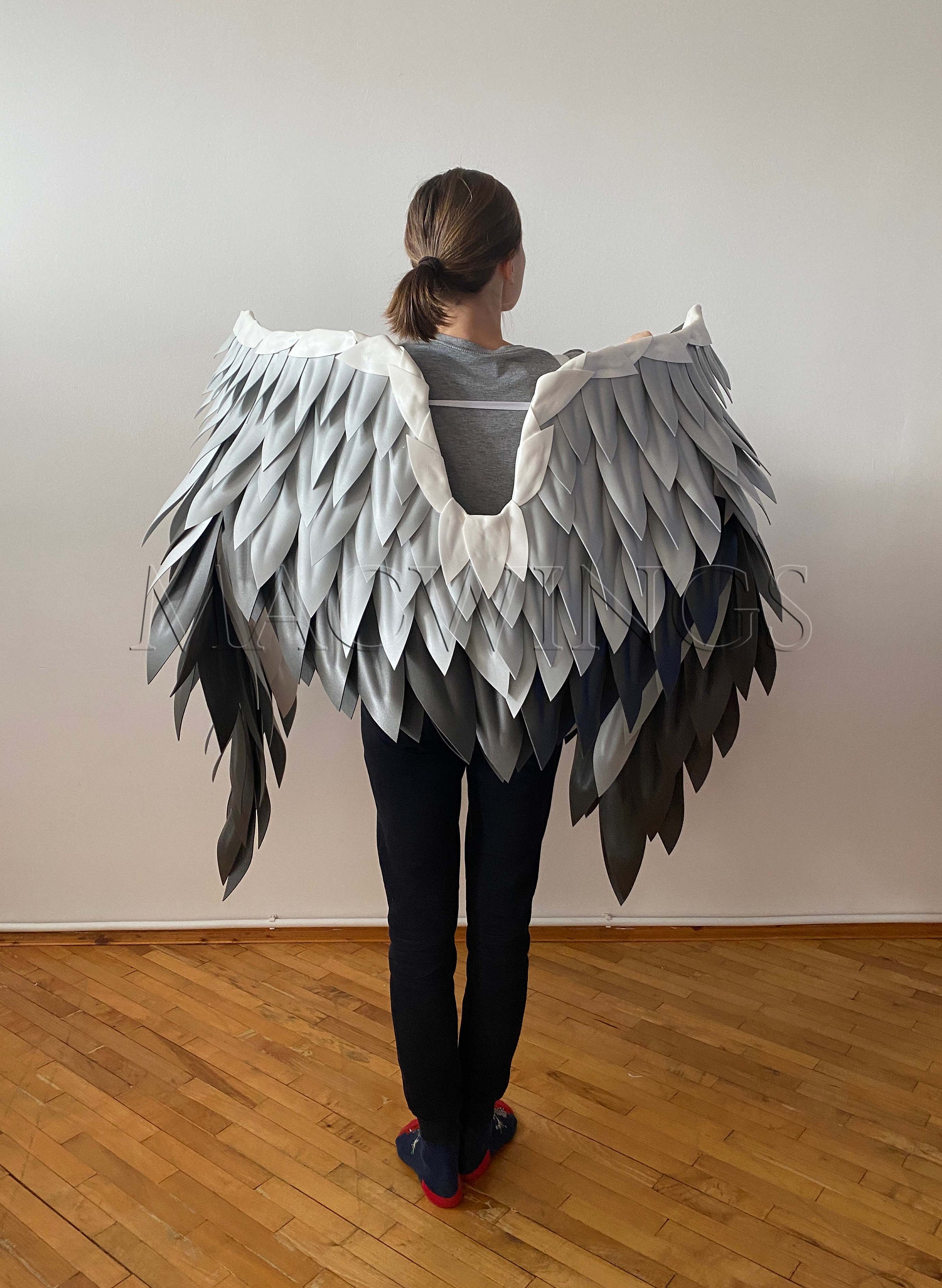 Teen Adult Bird Mythical Angel Wings Grey Costume Accessory Teen Adult Bird Mythical Angel Wings Grey Costume Accessory