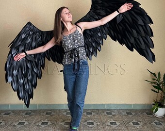 黒い可動翼、悪魔の翼堕天使の衣装大人の翼ダークエンジェルコスプレ