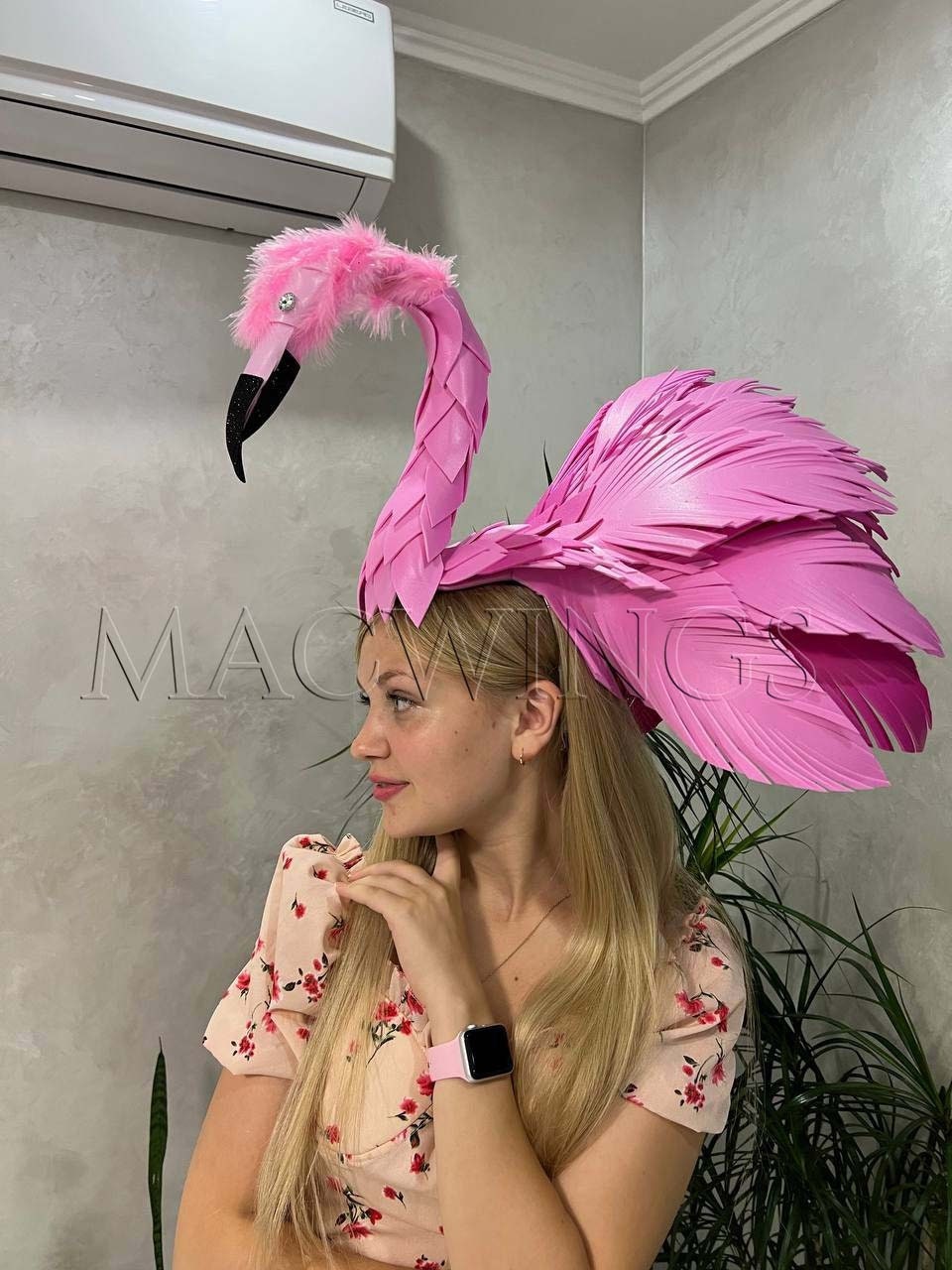 Parrot Kentucky Derby Hat Accessories Hair Accessories Headbands & Turbans Melbourne Cup Day At The Races Hot Pink Fascinator Halloween costume Hot pink Feather Headband Bird headdres 