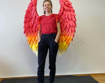 フェニックスの羽のコスプレ衣装、コスプレ用の赤い羽根4フィート、炎