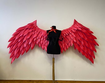 Red wings, Demon wings, Devil costume, Fallen angel, Lucifer wings cosplay, Angel wings, Red wings costume cosplay, Adult costume halloween