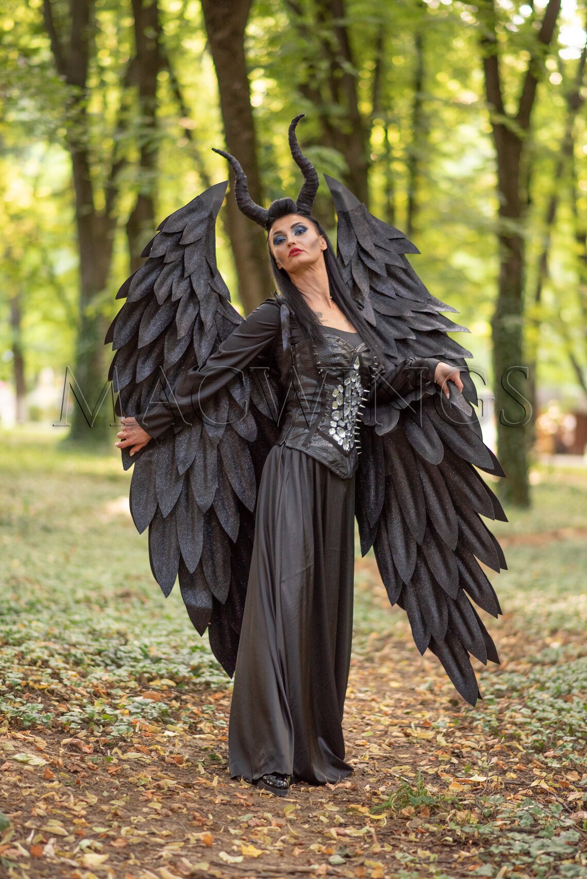 Witch cosplay costume Black wings Devil wings Black angel Etsy