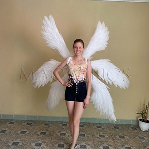 White Triple wings, Seraphim cosplay costume, Special wings, Angel wings, Unusual wings, Photo prop photoshoot, Cosplay wings costume