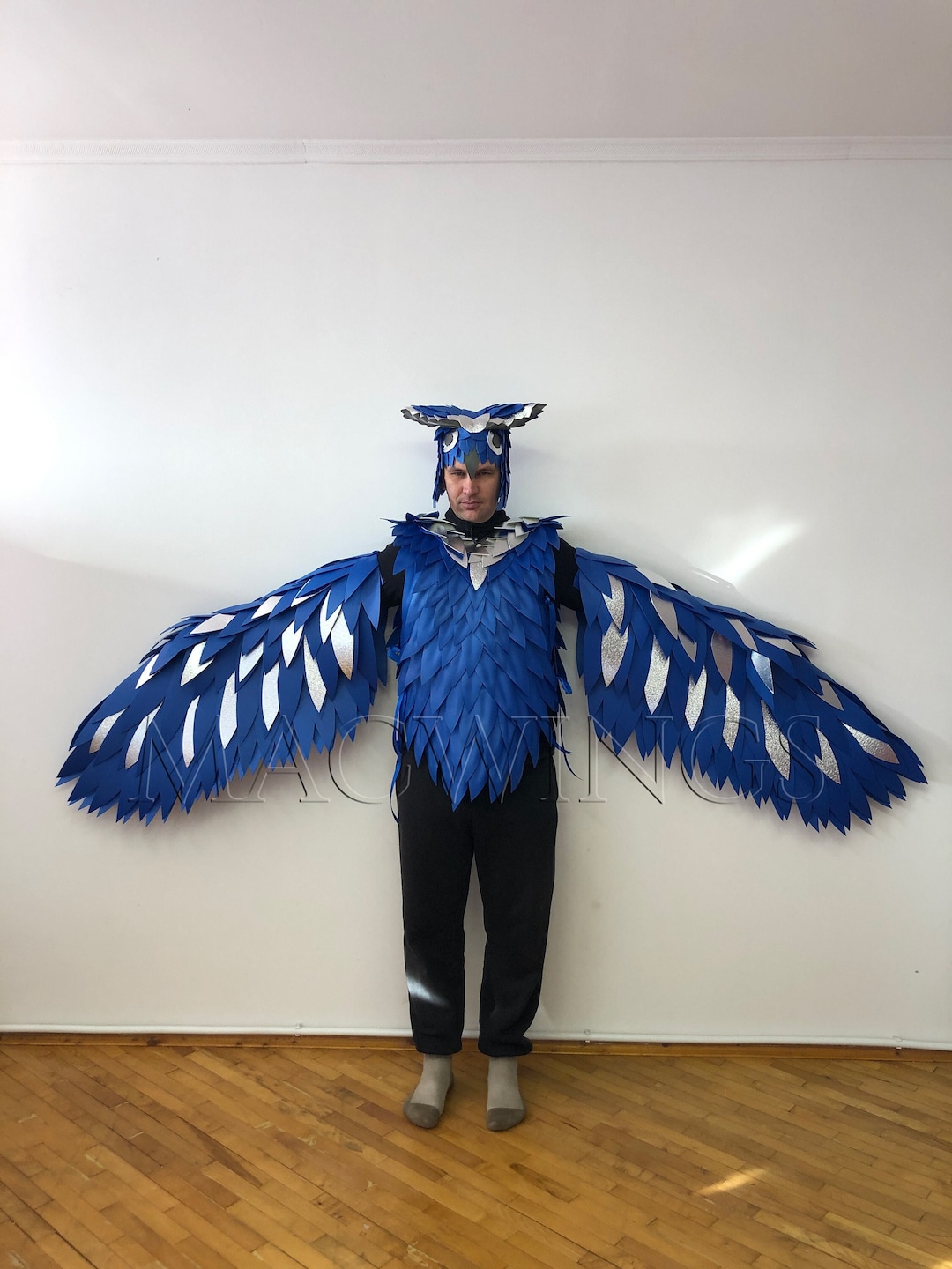 Blue Owl Costume, Bird Wings, Arms Wings, Bird Costume Cosplay, Blue