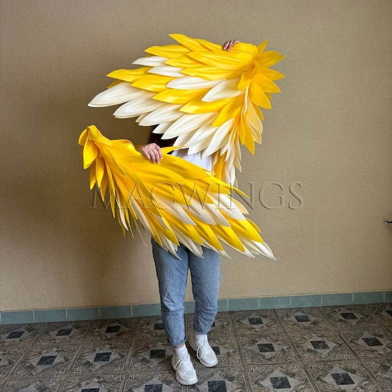 大きな黄色い天使の羽 - コスプレ、カナリアイエローデビル、天使の 