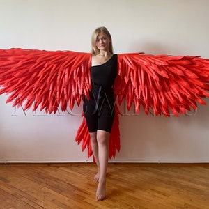 Red bird costume, Arm wings and tail, Harpy costume, Flexible wings for arms, Halloween costume, Red harpy wings cosplay costume, Adult
