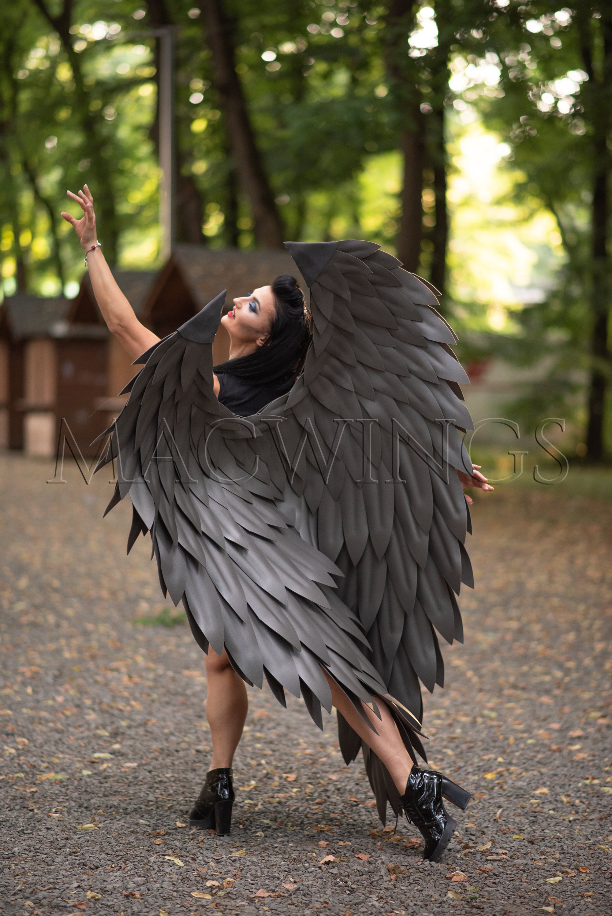 Evil Queen Cosplay Costume With Black Angel and Devil Wings, Dark Witch ...