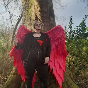 Red wings, Cosplay large wings, Wings for cosplay, Red angel wings costume, Comicon