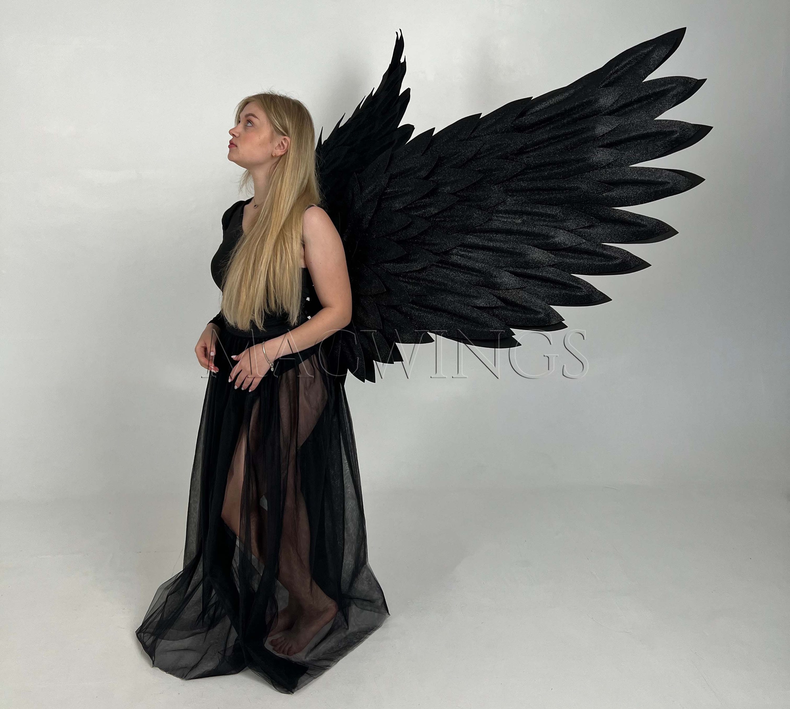 Black Angel Wings for Adults, Fallen Angel Devil Costume Wings